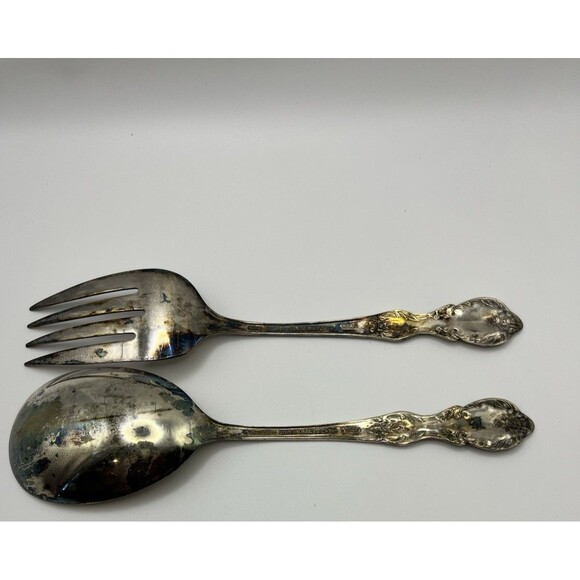 Vintage WM Rogers Grand Elegance Silver Plate Serving Fork and Spoon Extra Plate - Picture 2 of 6